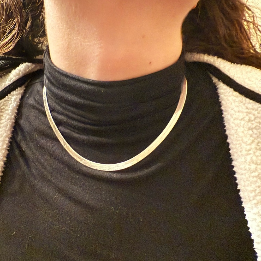 Vintage Herringbone Silver Plated Necklace